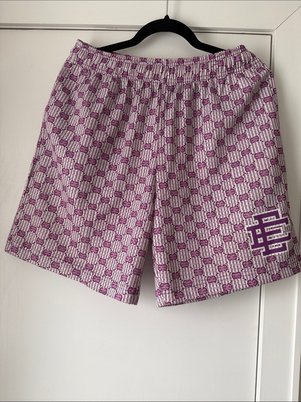 Eric Emanuel Pink Patterned GG Athletic Shorts size XL
